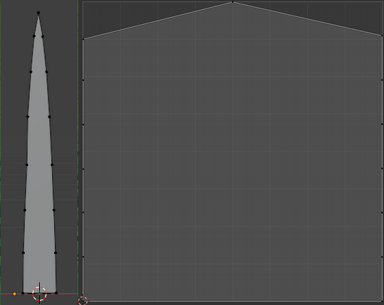 Grass blade mesh and its UV map in Blender